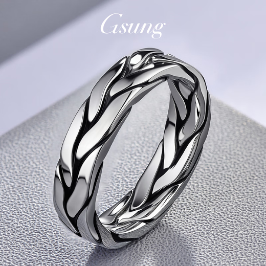 GsunG platinum flowing mountain and water pattern ring for men PT950 pure platinum personalized black gold ring for men and women retro hand accessories. Priced by gram. Contact before bidding.