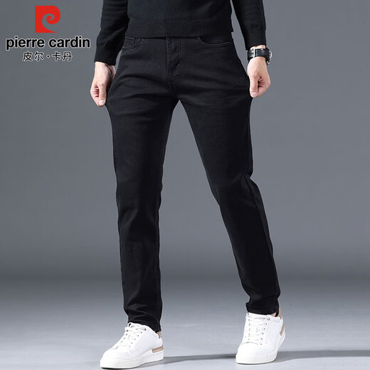 Pierre Cardin jeans men's autumn and winter Korean style trendy elastic slim casual pants men's new high-end pants black 33