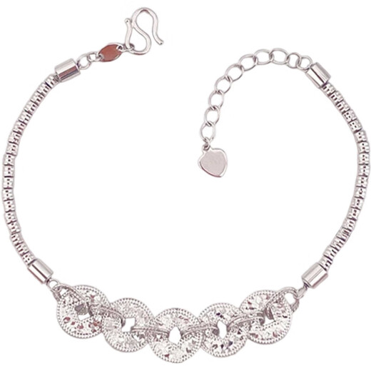 Lao Fengxiang platinum bracelet for women pt950 broken ice five emperors money tube bead bracelet birthday gift for girlfriend platinum jewelry platinum about 9.67g