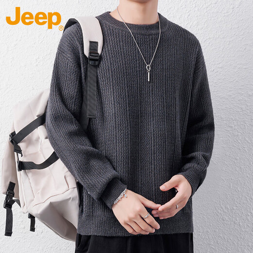 JEEP Jeep sweater men's winter round neck loose inner shirt men's knitted sweater clothes men's gray XL