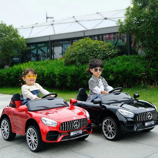 GUYN children's electric car can seat two people, four-wheeled car toy for self-driving and remote-controlled boys and girls, luxury red | remote control + self-driving + Bluetooth + swing