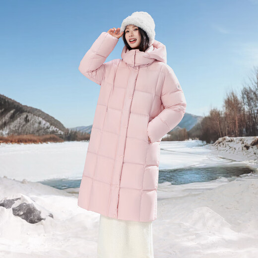 Flying in the Snow Cloud Velvet Series 2025 New Goose Down High Fill Down Jacket Long Puff 7-Gate Down Jacket Salmon Pink|1920 L/170/92A