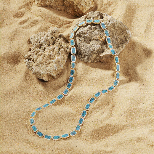 APM Monaco Lake Blue Collar Fashionable Gold Personalized Birthday Couple Holiday Gift Sweater Chain Lake Blue Collar S