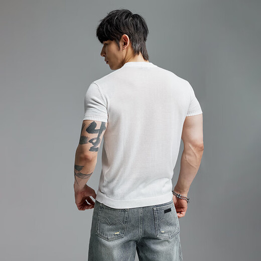 MUSCLE DOG Muscle Dog Lyocell breathable short-sleeved T-shirt men's summer slim cuffs miniature Henley shirt training fitness top black S