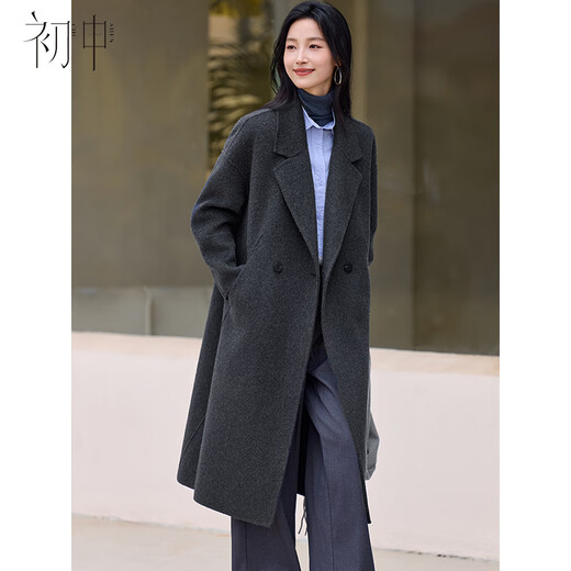 Chushen autumn and winter New Year's wear annual meeting wool coat women's sheep wool lapel loose double-sided woolen long style S54C044