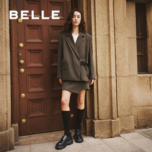 Belle Zhang Linghe recommends black loafers for women, shopping mall style cowhide thick-soled jk shoes E1Z1DCM5 black 38 (240mm)