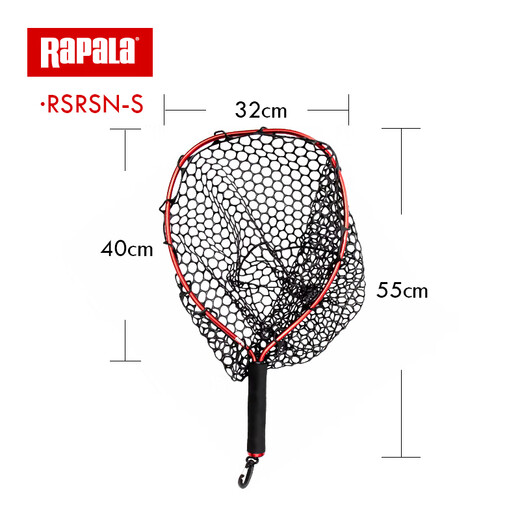 RAPALA aluminum alloy silicone net, lightweight, portable, retractable, anti-tangle, large mesh, deep net pocket, universal net fishing gear, black size L