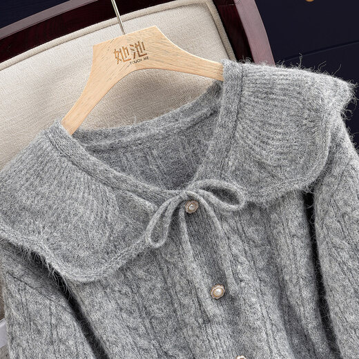 Shechi Hansheep wool V-neck sweater women's 2026 spring new style lazy soft glutinous linen pattern pullover