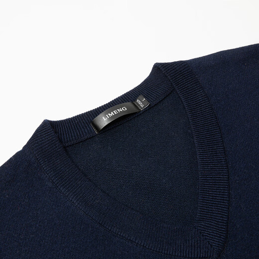 LIMENG Sweetheart Neck Pullover Medium Thick Knitwear Men's Large Size Solid Color Inner Warm Sweater Navy XL
