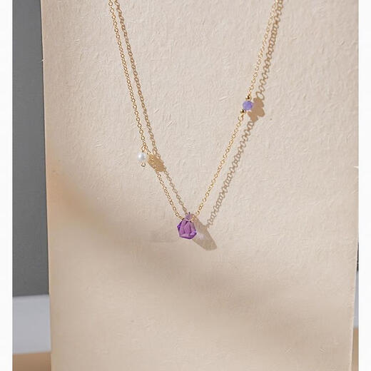 Niche design amethyst pearl necklace with access to luxury high-end clavicle chain sterling silver water drop 40540 amethyst tanzanite necklace (14k gold filled)