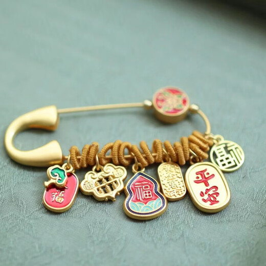 Putuo Mountain Ruyifu brand brooch, ancient sand gold brooch, baby brooch, portable pendant, niche design brooch, real place of delivery: Putuo, Zhoushan