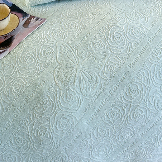 Mercury series home textiles new 2025 new milk velvet carved four-piece set double-sided baby velvet autumn and winter thickened bed sheet quilt cover butterfly-light green bed sheet style 2.0m four-piece set
