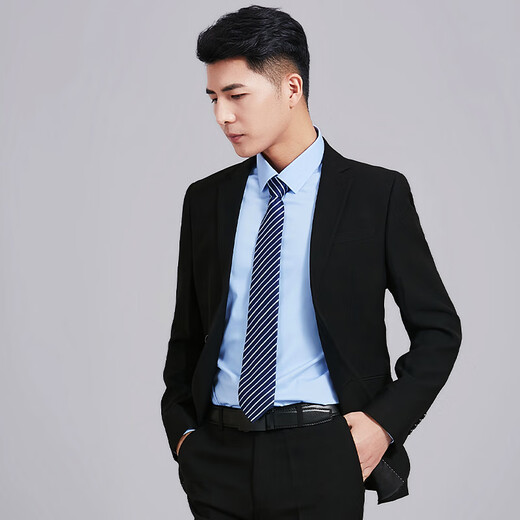 Haipai Haoyu suit men's business formal suit, professional suit, groomsmen suit, groom's suit, single suit men's single coat, black two-button single top 185A recommended 72-78kg