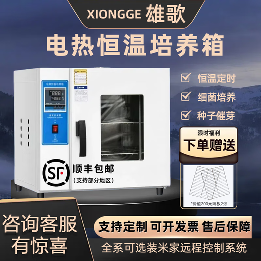 Xiongge electric heating constant temperature incubator constant temperature box Vibrio mold microorganism seed germination box incubator laboratory 303-0 galvanized inner tank 25*25*25 without blast