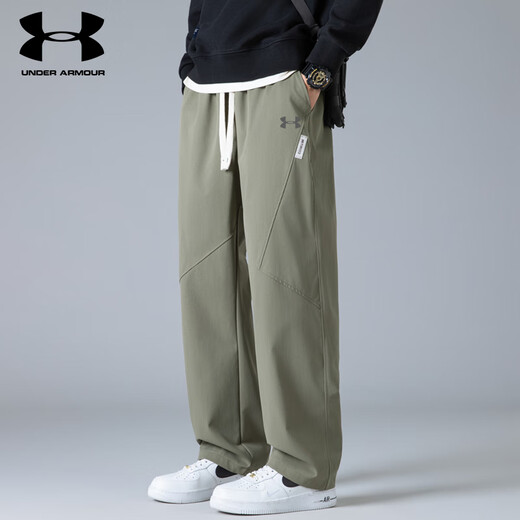 Under Armor Spring and Autumn Men's Casual Sports Pants 2025 Loose and Versatile American Fashion Brand Drapey Sweatpants Wide Leg Long Pants Khaki XL