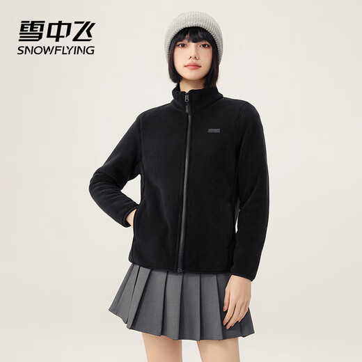 Flying in the Snow Jacket Women's Velvet Versatile Casual Fashion Windproof Stand Collar Polar Fleece Top Pink Purple Velvet L