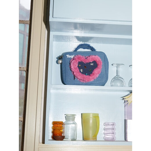 Tagi.<i>Imagine jelly cosmetic bag, love denim toiletry bag, portable handheld storage bag, birthday gift