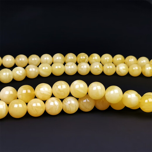 Hupai, one thing, one picture, one certificate, natural beeswax bracelets, 108 pieces, white flower wax amber necklace, Buddhist beads, rosary, beads, 72.2g, 10mm