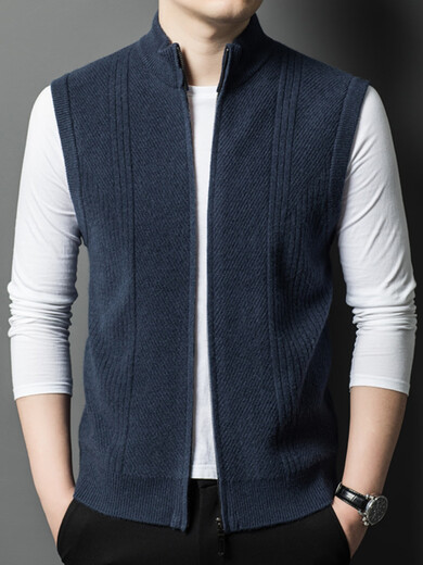 NOSSKISS international luxury brand high-end pure wool sweater men's cardigan vest spring and autumn stand-up collar sweater sleeveless vest camel one size 170/M suitable for 120-135Jin Jin equals 0.5 kg
