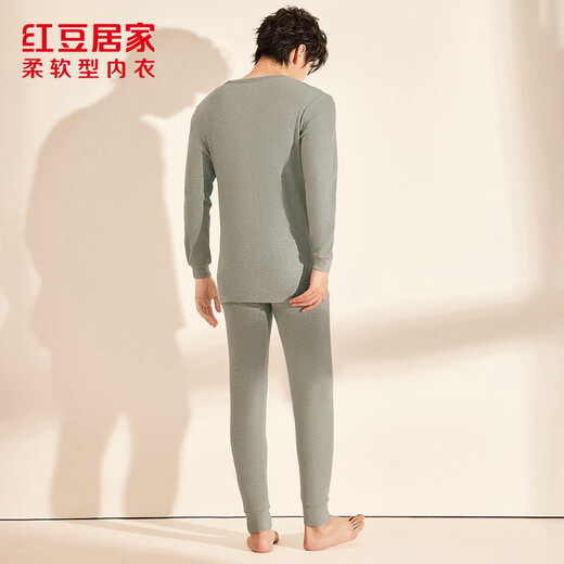 Hongdou Home Autumn and Winter Men's Autumn Clothes and Autumn Pants Cotton Sweater Men's Pure Cotton Skin Friendly Antibacterial Warm Cover Hemp Gray 2XL