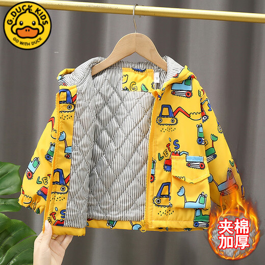 Disney Boys' Jackets Autumn and Winter 2025 New Baby Western Style Children's Thickened Hooded Jacket Western Style Jacket Yellow Digger Thin Section 100