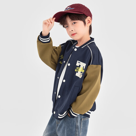 Duojia Little Bear Contrast Color Baseball Uniform Boys American Jacket 2025 Spring and Autumn Style Stiff and Shape-Proofing Children's Jacket