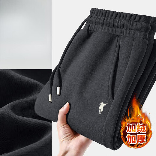 KWHW light luxury high-end brand casual sports straight pants for men in autumn and winter new plus velvet loose casual pants for men, navy blue riding straight spring and autumn XL (120-140Jin Jin equals 0.5 kg)