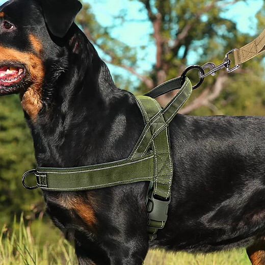 Dog Leash Large Dog Harness Vest Collar Horse Dog Golden Retriever German Shepherd Collar Dog Leash Tactical Harness Khaki (excluding rope) M size (chest 59-70cm recommended 25-40Jin Jin equals 0.5kg)