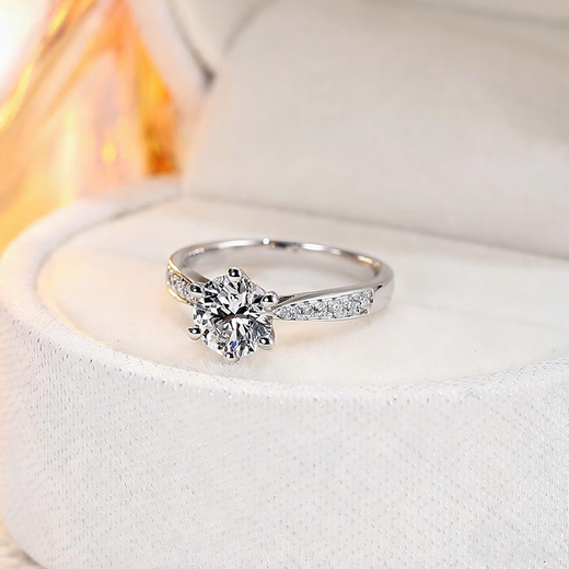 Diamond cultured diamond ring Pt950 platinum one carat diamond ring laboratory artificial diamond gift for girlfriend Silver 50 points Moissanite D/VVS/GRA certificate No. 8 ring