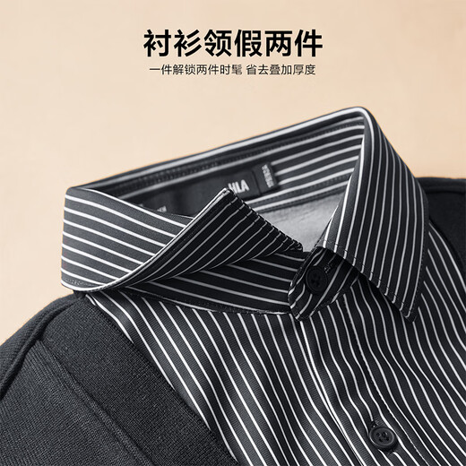 Heilan House Knitted Sweater Winter 25 New Light Business Light Heat Storage Plus Velvet Thickened Fake Two-Piece Sweater for Men Navy 04