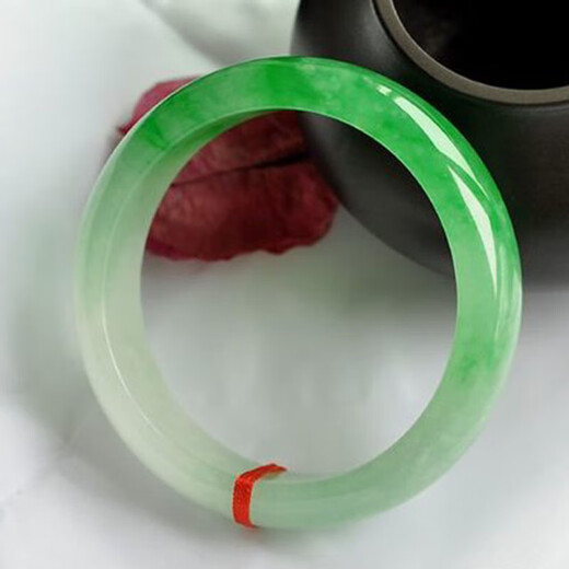 Burmese jadeite bracelet ice type authentic sun green floating flower jade bracelet mid-mountain water jade bracelet high ice gift for mother 53mm ring