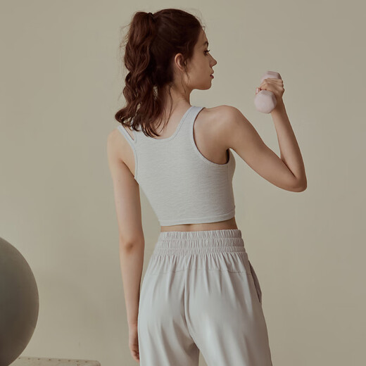 Duofanlian Fixed Cup Sports Bra Women's External Shockproof Bra Pilates Running Training Beautiful Back Fitness Yoga Vest Black Vest + White Vest 2-piece Discount 10 L