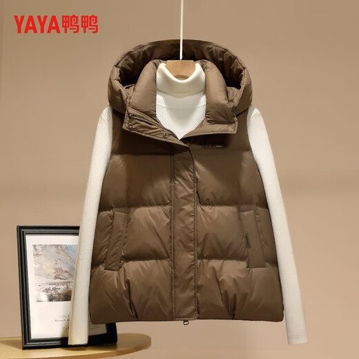 Yaya (YAYA) Down Vest Women's Outerwear Autumn and Winter New Couple Unisex Hooded Vest Down Jacket Off-white M /160 (recommended 100-115 Jin Jin equals 0.5 kg)