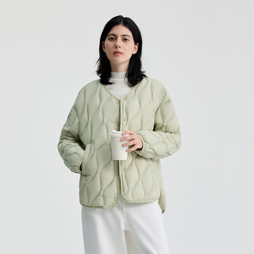 Bingjie BINJORA 25 Spring and Autumn 95 Duck Down Lightweight Down Jacket Women's Warm Round Neck Shape Jacket J5300EB33T