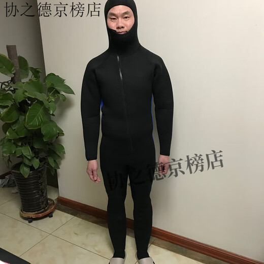 Diving thermal suit 5mm one-piece wetsuit men's thickened river suit with hood winter swimsuit surfing suit hooded thickness 5mm XS