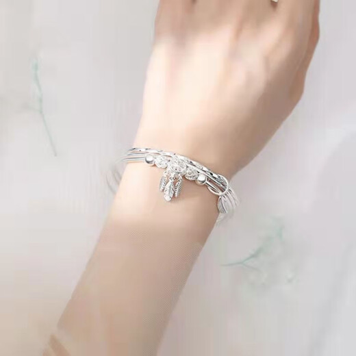 KZD Old Phoenix 999 Pure Silver Dream Catcher Silver Print Bracelet Female Forest Retro Sterling Silver Bracelet Bracelet Versatile Bracelet Dream Catcher Silver Plated Thickening