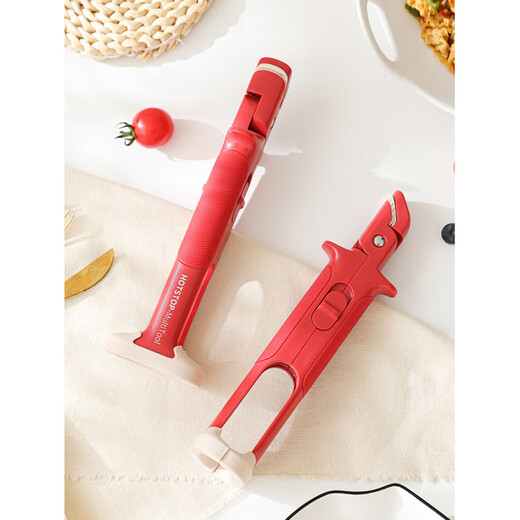 Fat Donglai's same style bowl holder kitchen 2-in-1 non-slip and anti-scalding bowl holder artifact 1 pack, red and white shark clip, multi-functional * silicone anti-slip