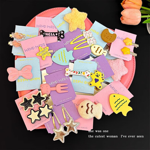 Welfare grab 5-piece set, cute girl kitty hair clip, bangs clip, broken hair clip, hair clip, BB clip hair accessories, welfare grab mixed pack, 15-piece set, three years of use