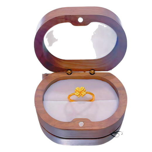 DL 1998 Fat Donglai same style Bengal red gold ring Bengal red jewelry brushed clover ring niche coin finger bow bamboo ring