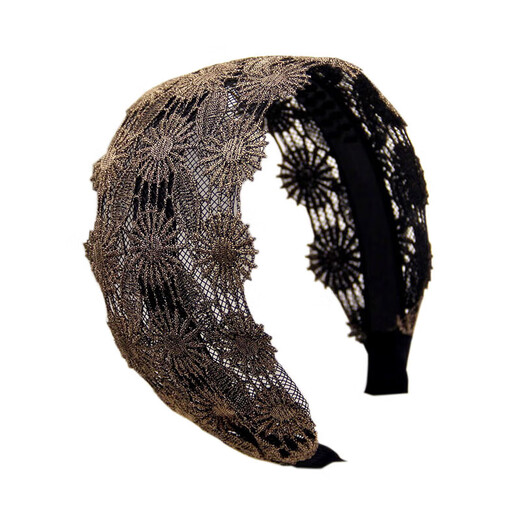 Jun Liang covers white hair with a wide hairpin and a wide headband for women to cover white hair. A wide-brimmed headband with lace press to cover white hair. Double circle model with black background and gold wire. Width 6 cm.
