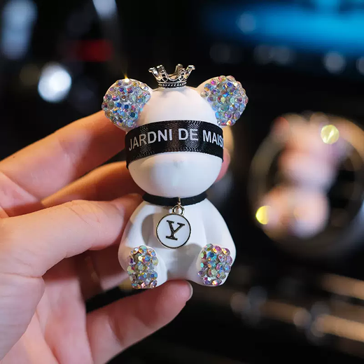 Yusenyi Car Perfume Aromatherapy Car Air Conditioner Air Vent Car Interior Decoration Supplies High-end Diffusing Stone Ornaments Pink Diamond Blindfold Bear Remarks Letter 1g