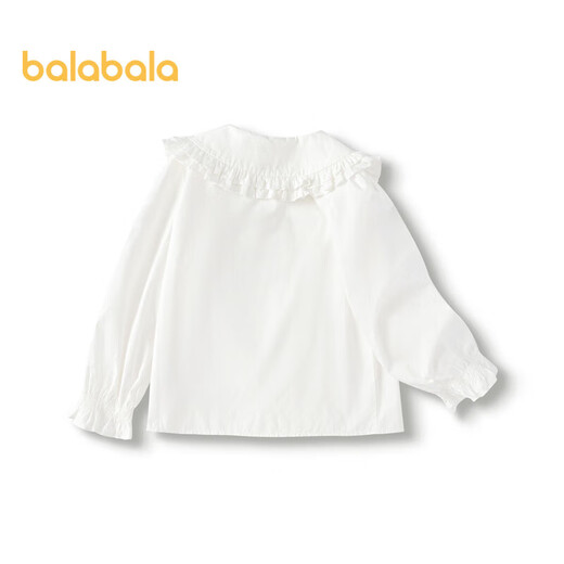 Balabala children's clothing girls long-sleeved shirt autumn pure cotton white shirt loose original white 10101-201324102005 90