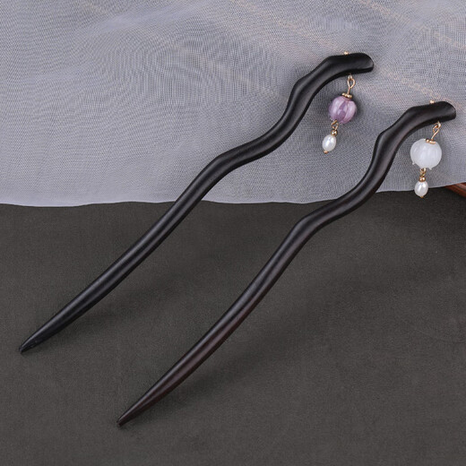 Ancient style ebony hairpin, Tianzhi-lily of the valley hairpin, simple and modern wooden hairpin for hair, Hanfu hair accessories, cheongsam accessories, Tianzhi-purple-of-the-valley hairpin