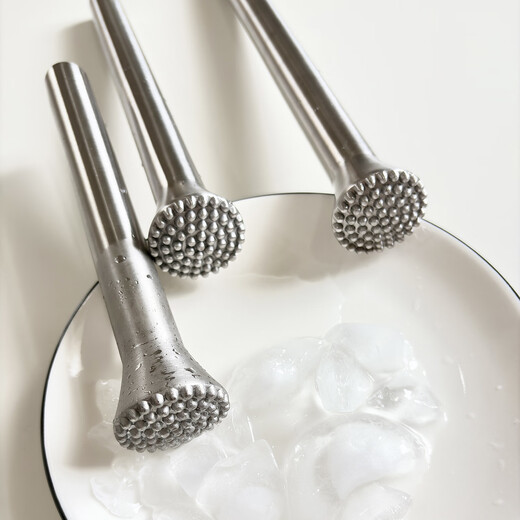 厨安宝304不锈钢碎冰棒强力手打柠檬茶奶茶店打冰锤水果捣汁棒调酒工具 大号锥头碎冰棒 304不锈钢