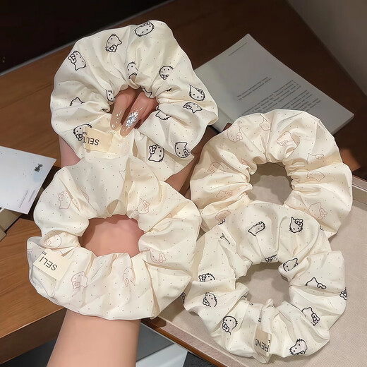 Cute kt cat large intestine hair band for women 2025 new high-end headband hair rubber band Korean style versatile hair accessories 3#KT hair band black + pink