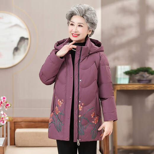 Yaya (YAYA) grandma's winter down jacket 60 and 70 year old lady's wedding banquet clothes for middle-aged and elderly mothers festive thickened coat for women