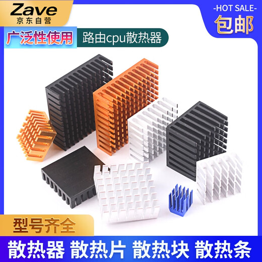 ZAVE routing CPU aluminum heat sink 28*28*6 black slot with glue (2 pieces)