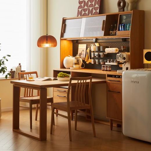 Shenbaoge Nordic solid wood sideboard integrated tea cabinet dining table high cabinet with hole board kitchen storage cabinet cabinet cherry wood whole cabinet 1.8 boxwood