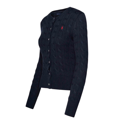 Ralph Lauren women's new early spring women's trendy loose version casual sports long-sleeved knitted cardigan navy blue L