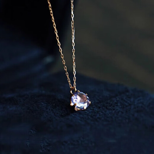 Fat Donglai quality tanzanite pendant Japanese plated 18K gold color natural 925 silver single diamond simple 18K gold tanzanite necklace